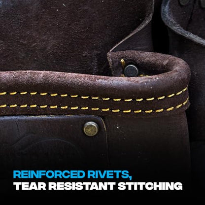 OX Construction Tool Belt + Suspenders - Leather Tool Pouch Rig - Size L - color: Large + Suspenders