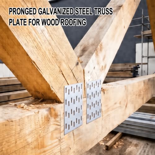100 Pcs Truss Plates 2x4 Inch, Pronged Galvanized Steel Mending Plates - size: 2×4inch 100pcs
