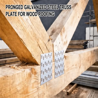 100 Pcs Truss Plates 2x4 Inch, Pronged Galvanized Steel Mending Plates - size: 2×4inch 100pcs