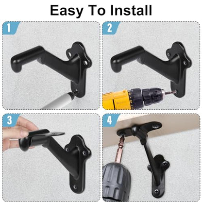 RealPlus Handrail Stair Brackets 3pcs Heavy Duty Hand Rail Bracket with Screws for Stairways Staircase Railing Bracket (Matte Black) - color: Matte Black