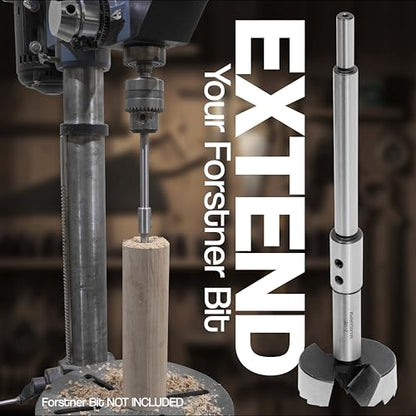 10" Forstner Bit 3/8 Shank Extension, Adds 8-1/2" Drilling Depth - size: 10" (3/8" Shank)
