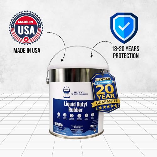 Best EPDM Liquid Butyl Rubber Roof Coating | Waterproof Roof Sealant | One Coat Application – No Primer Needed | Works on EPDM TPO Metal Fiberglass Concrete | 1 Gallon - White | Covers 50 Sq. Ft.