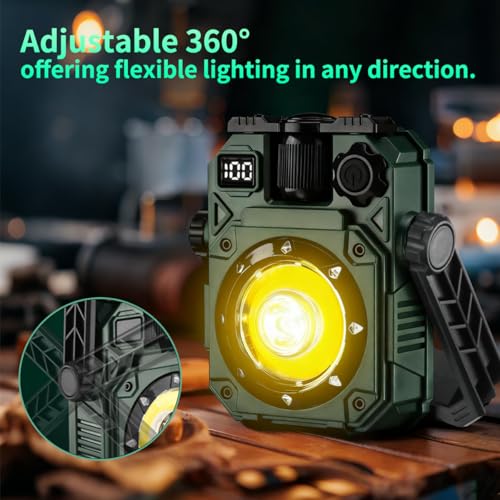 LED Work Light, 2000LM Portable Work Light, Work Lights on Stand Rotatable Stand and Handle, Hook Design LED Flood Light for Workshop Garage, Construction Site