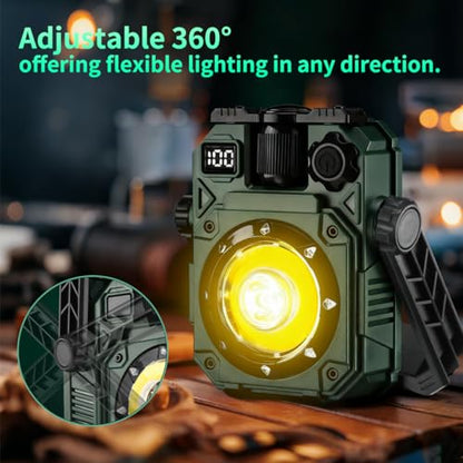 LED Work Light, 2000LM Portable Work Light, Work Lights on Stand Rotatable Stand and Handle, Hook Design LED Flood Light for Workshop Garage, Construction Site