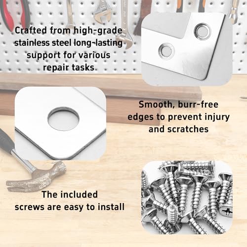 15Pcs 2.4"x2.4" L Shape Flat Corner Bracket, Stainless Steel Angle Plate, Heavy Duty Repair Brace with Screws for Wood, Furniture, Cabinets, Shelves, Metal Frame, Right Angle Mending Plate - size: 2.4"x2.4"