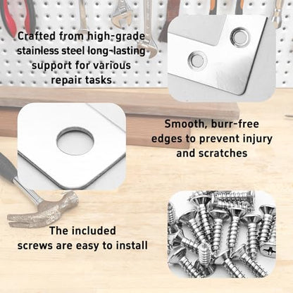15Pcs 2.4"x2.4" L Shape Flat Corner Bracket, Stainless Steel Angle Plate, Heavy Duty Repair Brace with Screws for Wood, Furniture, Cabinets, Shelves, Metal Frame, Right Angle Mending Plate - size: 2.4"x2.4"