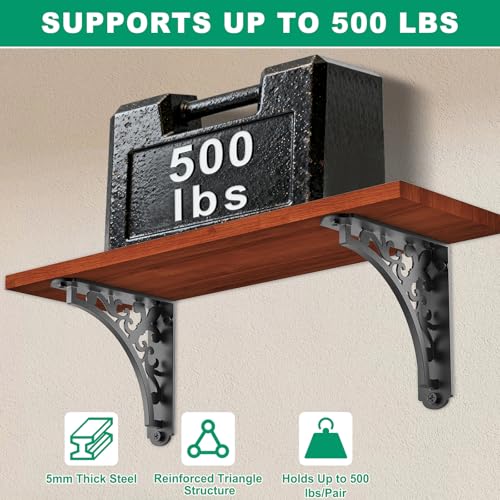SELEWARE Heavy Duty Shelf Brackets 8" Decorative L Brackets, Classic B 2Pcs - style: Classic B-2 pack