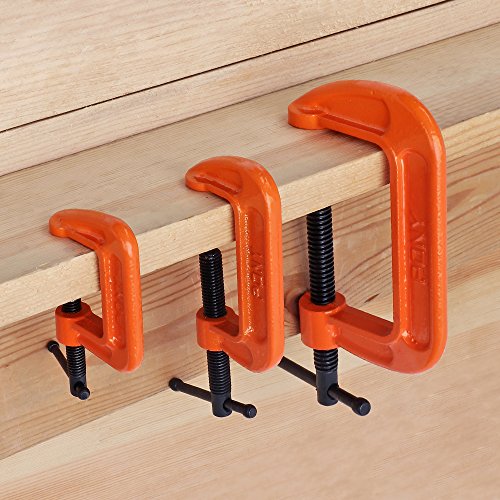PONY Malleable Iron C-Clamp Set, 3-Piece, (1", 2", 3") - size: 1"+2"+3"