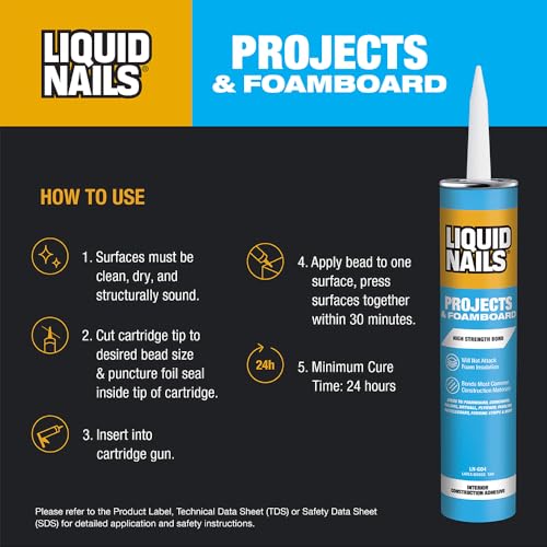 Liquid Nails 10 oz Latex Projects & Foamboard Adhesive - size: 10 Ounce, style: Foamboard