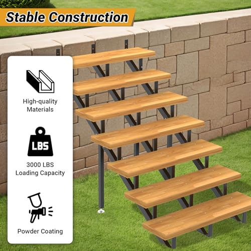 7-Step Stair Step Riser with Reinforcing Support Legs, 3 Packs - size: 7 Step