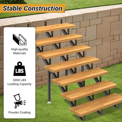 7-Step Stair Step Riser with Reinforcing Support Legs, 3 Packs - size: 7 Step
