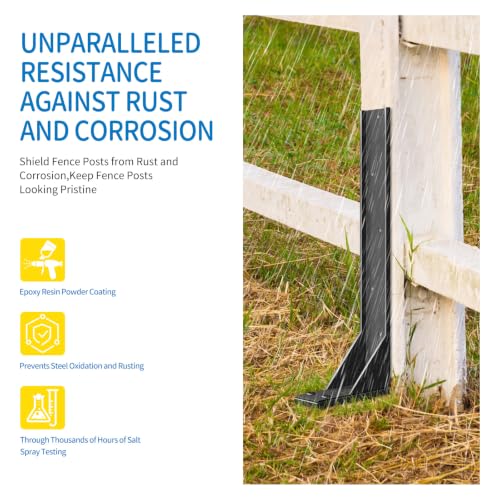 3 Pack Fence Post Repair Kit, Heavy Duty Tilted Fence Support Stakes, 31.5'' Length Thickened Steel Post Stabilizer, Quick Fix Broken/Leaning 4x4/6x6 Wood Posts