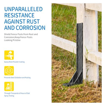 3 Pack Fence Post Repair Kit, Heavy Duty Tilted Fence Support Stakes, 31.5'' Length Thickened Steel Post Stabilizer, Quick Fix Broken/Leaning 4x4/6x6 Wood Posts