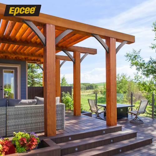 Heavy Duty 45 Degree Angle Support Bracket 4"×4" (Actual: 3.2"×3.2") Wood Beam Support Hardware Degree Post Bracket for Gazebos Pagola Porches 8Pcs - size: 4"×4"