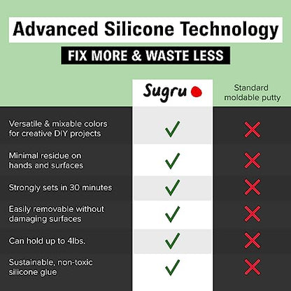 Sugru Silicone Super Glue - Waterproof All-Purpose Wall Putty + Moldable Glue for Crafting + DIY Home Improvement - Removable + Kid-Safe - Indoor/Outdoor Use - 3 Pack - Black, White + Grey (3.5g/ea) - color: Black, White & Gray