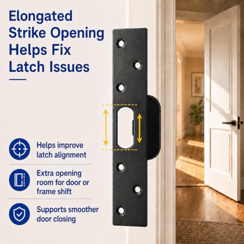 Extra Long Door Strike Plate 7" for Door Frame Slot Jamb Repair-Black - color: Black