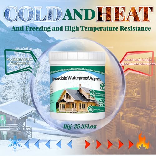 QUKLOGEN 1Kg/35.3Fl.oz Invisible Waterproof Agent Indoor&Outdoor Waterproof Coating Set Transparent Liquid Sealant with Wooden Brush Resistant Work Gloves Putty Shovel Cut - style: 1Kg/35.3Fl.oz