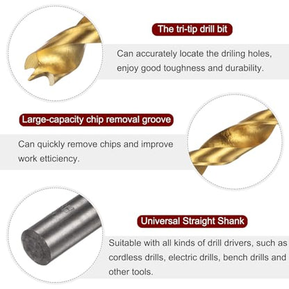 HARFINGTON 3pcs Brad Point Drill Bit 9.5mm/3/8 Dia Straight Round Shank - size: 9.5mm