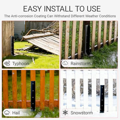 Fence Post Repair Kit, Fix Broken 4x4/6x6 Wood Post 4 Pack One-Piece Design - color: 4 Pack, size: One-Piece