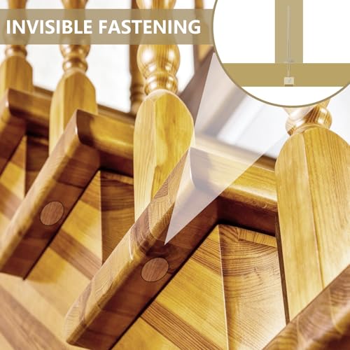 6pcs Wood Newel Post Mounting Kit, Hidden Newel Post Fastener Anchors Post Connect Handrails to Staircase, Newels for Residential Commercial Stair Railing, Deck Baluster (6)