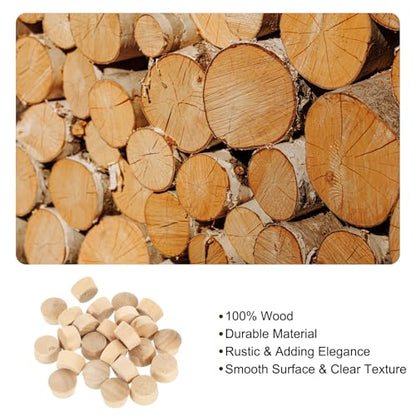 uxcell 26Pcs Wood Button Plugs, 13.5mm/0.53" Flat Head Hardwood Screw Hole Plug Wooden Caps Buttons Wood Plug for Furniture Woodworking Craft Decor (15mm x 13.5mm) - size: 15x13.5x9mm