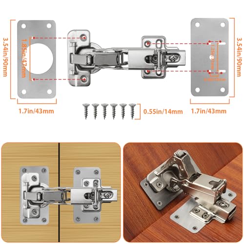 TamBee Cabinet Hinge Repair Plate Kit, 12Pcs Hinges Repair Fixing Plates - size: Fix Plates