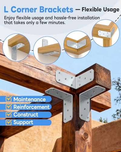 5 Inch Heavy Duty L Brackets, 90 Degree Bracket, Galvanized-16 Pcs - color: Galvanized-16 Pcs