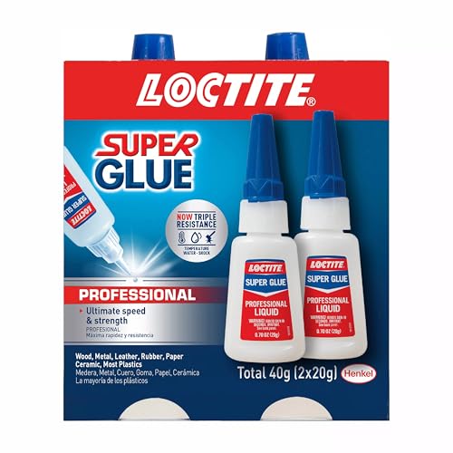 Loctite Super Glue Professional Liquid, Clear, 0.7 fl oz Bottle, 2 Pack - Superglue for Plastic, Wood, Metal, Crafts & Repair, Cyanoacrylate Adhesive Instant Glue, Quick Dry - size: 2 Pack