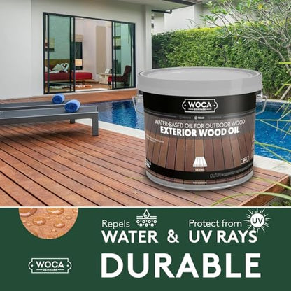 WOCA Exterior Wood Oil Teak, Deck Oil & Wood Stain, 84.5 fl oz (2.5 L) - color: Teak, size: 2.5L