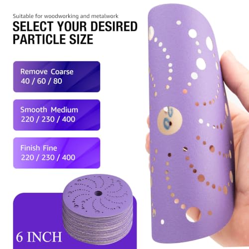 50 Pack 6 Inch Purple Ceramic Sanding Discs Multi-Hole Hook & Loop 600 Grit - style: 600