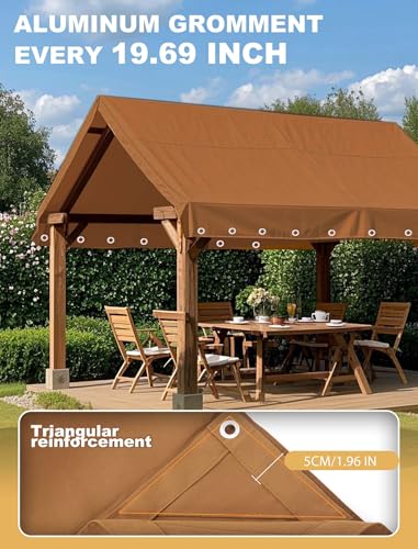 Canvas Tarp 10x20ft 22Mil Water-Resistant Tarps with Aluminum Grommets, 14OZ UV-Resistant Tarpaulin,Heavy-Duty Multi-Use Cloth Covers for Wood/Car/Roof/Boat/Camp/Canopy - color: Brass, size: 10'*20'