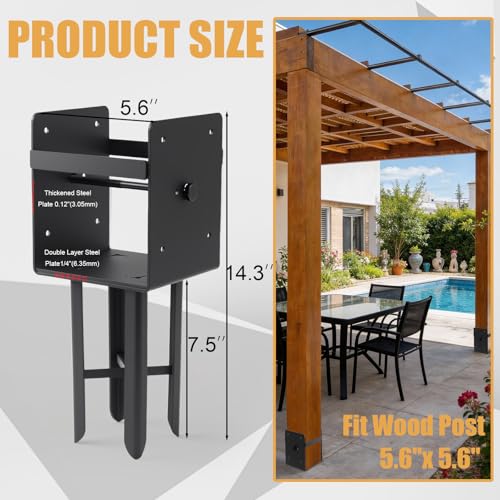 2 Pcs 6"x6" U-Shape Wet Concrete Fence Post Base (Actual 5.6"x5.6") - size: 6“x6"