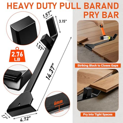 43-Piece Laminate Wood Flooring Installation Kit, 17” Heavy Duty Pull Bar, Solid Tapping Block, Double-Faced Mallet and 40 Spacers, Vinyl Wood Flooring Tools Kit