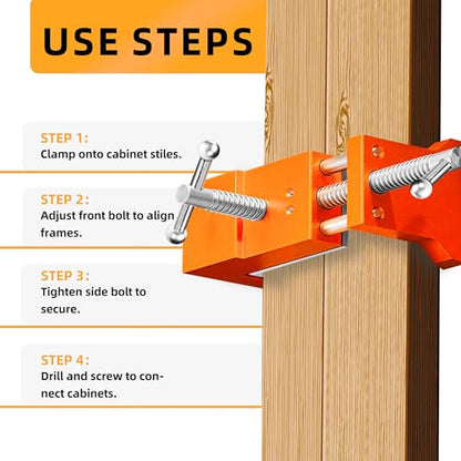 Cabinet clamp 2 Pcs - Cabinet panel frame alignment tool and mounting, with guide holes and three adhesive protective pads. - size: 2pcs
