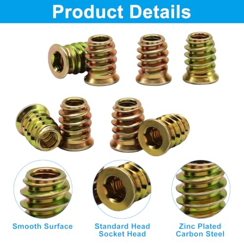 Threaded Inserts for Wood Furniture, M6, 32 Sets - size: M6