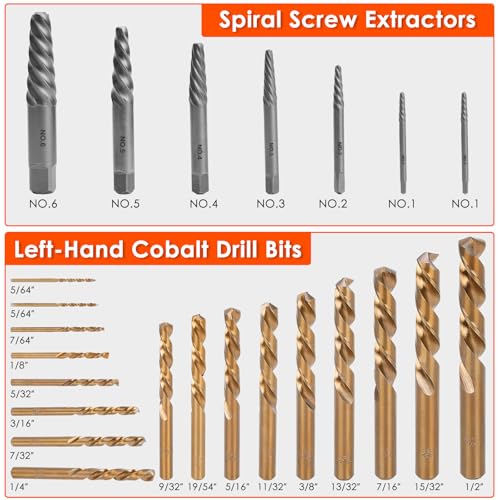 65-Piece Broken Bolt Extractor Kit with Easy Out Screw Extractor Set - size: 65-Piece