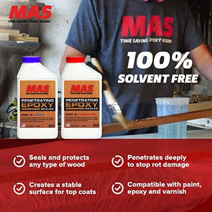 MAS Epoxies Penetrating Epoxy Resin Wood Sealer, 1.5 Pint - size: 1.5 Pint