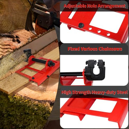 Zihvfzu Vertical Portable Chainsaw Wood Cutting Tool, Lumber Cutting Guide for Cutting Wooden Boards and Wood in Sawmill Factories (red) - color: Red