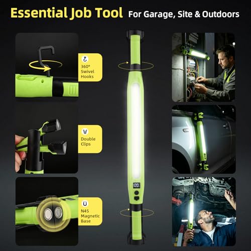 YXQUA 2 Pack Under Hood Work Light, 3000LM IP66 Magnetic COB Cordless