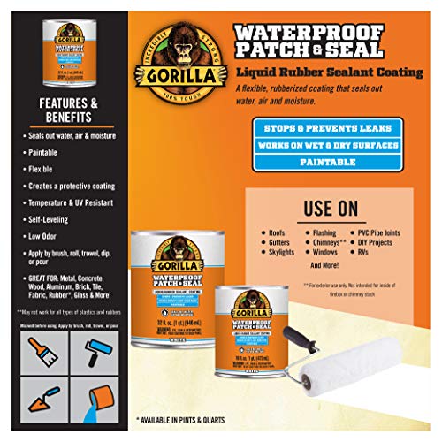 Gorilla Patch & Seal Liquid Rubber Waterproof Sealant, White, 32 oz - color: White, size: 1 - Pack