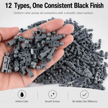Connector Ball Joints Socket Plate, 250pcs Bricks Parts Bulk - color: Dark Gray