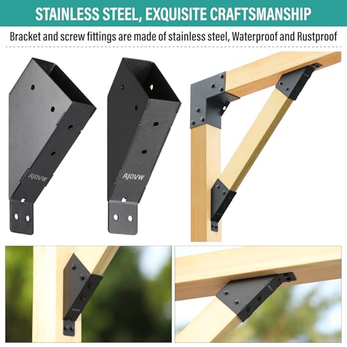 8Pcs 45 Degree Pergola Angle Support Brackets, 2x4 Wood Connector - size: 2"×4"-A