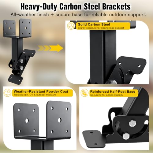 3 Pack Adjustable Roof Riser Brackets for Pergola, Fits 4x4 4x6 Posts