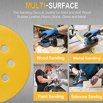 100PCS 5 Inch Sanding Discs 600 Grit Random Orbit Sander Sandpaper - style: Advanced Aluminum Oxide