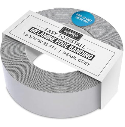 1 & 3/16" Grey Pearl Pre-Glued Melamine Edge Banding, 25 ft - size: Width: 1 & 3/16"