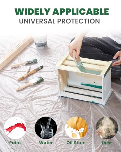 Voomey 6-Pack Plastic Drop Cloth 9x12 Feet - Waterproof and Clear Drop Cloth for Painting Sheet - Plastic Sheeting - Furniture Protection, and Floor Covering