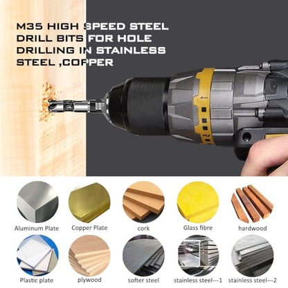 Countersink Drill Bit Set, 6 Pieces M35 Cobalt HSS 5-Flute Pro-Grade Countersink Bits, 1/4 Inch Quick Change Hex Shank for Metal Wood Stainless Steel Carbon Steel Auto Repair Marine Use