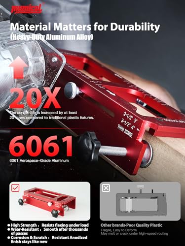 Door Hinge Jig & Lock Hole Drilling Kit – Adjustable Aluminum Router Template for Hinge Mortising (2.5"-5", 1/4"R, 5/8"R, Square Corner) – For 1-3/8" & 1-3/4" Thick Doors