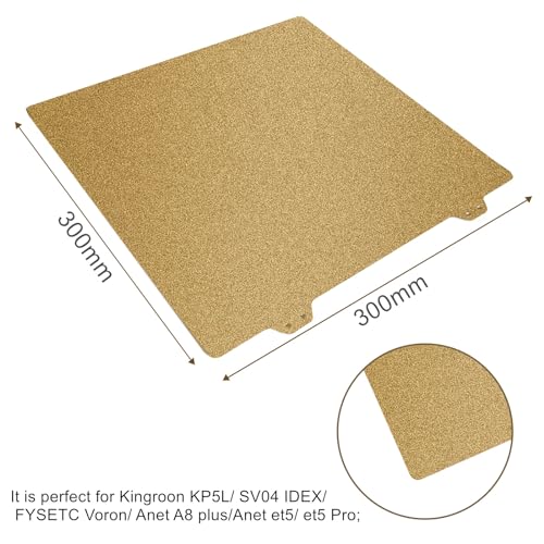 Double Sided Textured PEI Printing Bed, 3D Printer Parts Printing Plate Frosted PEI Surface300x300 mm for Kingroon KP5L/ SV04 IDEX/Anet A8 Plus/Anet et5/ et5 Pro(Without Magnetic Bottom Sheet) - size: Double Sided 300 x300 mm