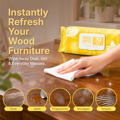 Air Jungles Wood Furniture Cleaner Wipes 70 Count (2 Packs), XL 8x10 Inch - size: 70 Count (Pack of 2)